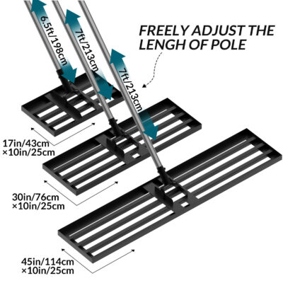 30x10 Inch Lawn Rake for DIY Gardening