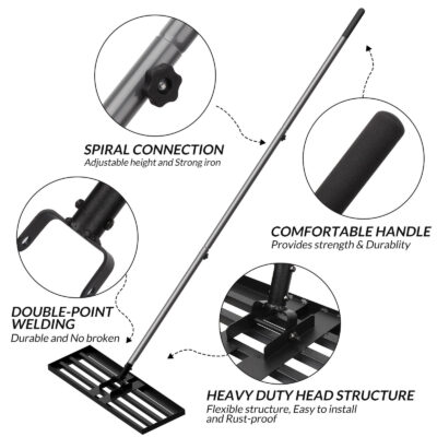 30x10 Inch Lawn Rake for DIY Gardening