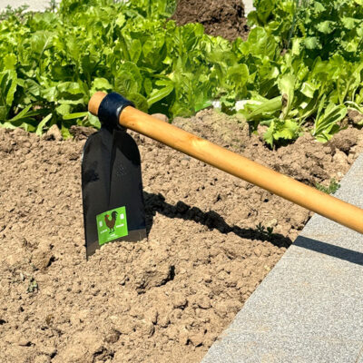 Black steel garden hoe for efficient digging
