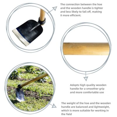 forged wood handle farming hoe