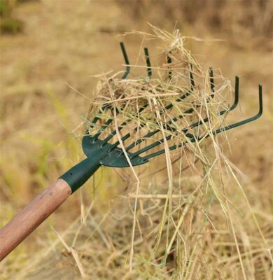 7-Tine Steel Garden Rake for Lawn