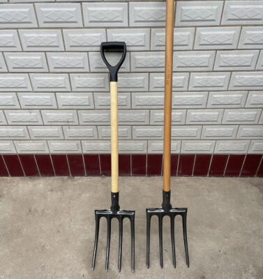 Four-Toothed Steel Fork with Wooden Handle