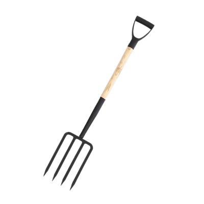 Four-Toothed Steel Fork with Wooden Handle