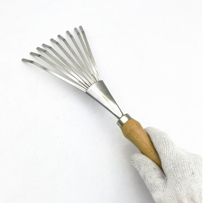 Stainless steel 9-tooth small garden rake