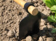 Black steel garden hoe for efficient digging