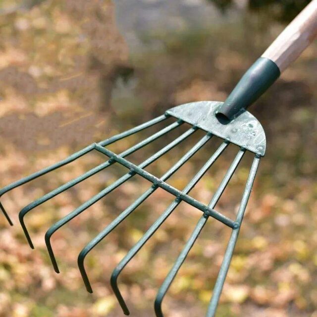 Deciduous Lawn Grass Rake Steel Rake Garden Hand Rake (1) 7-Tine Steel Garden Rake for Lawn