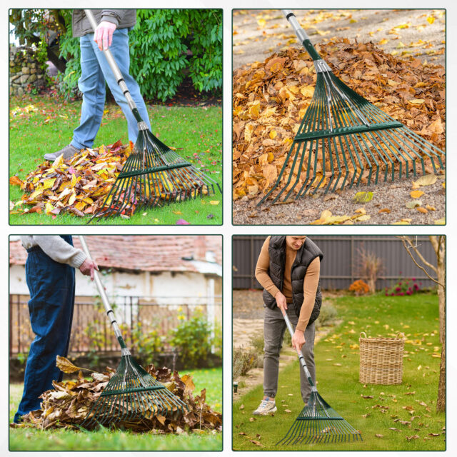 Garden Cleaning with Adjustable Telescopic Pole Handle Leaf Rake Supplier (6) 12FT Garden Leaf Rake