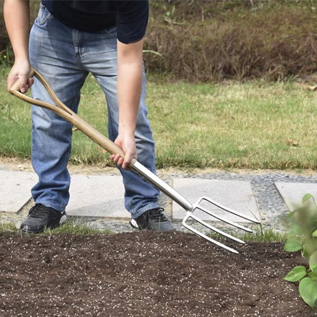 Stainless Steel Spading Fork with Wood Handle