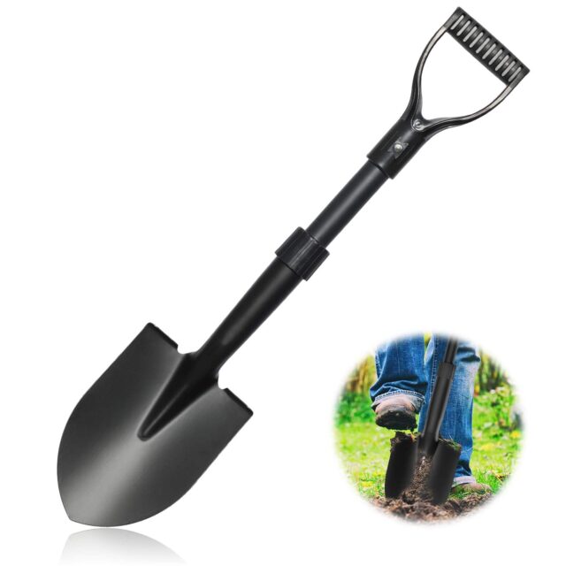 Heavy-duty metal garden shovel