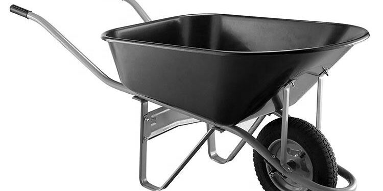 High-Quality Plastic Utility Wheelbarrow garden tool (1) Wheelbarrow Cart with Pneumatic Wheels