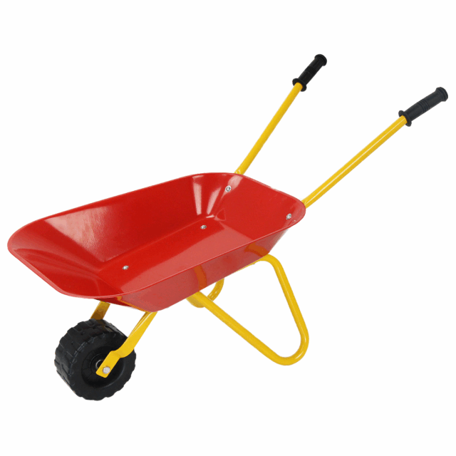Metal and Plastic Wheelbarrow garden tool with Solid Wheel (2) Plastic Wheelbarrow for Kids