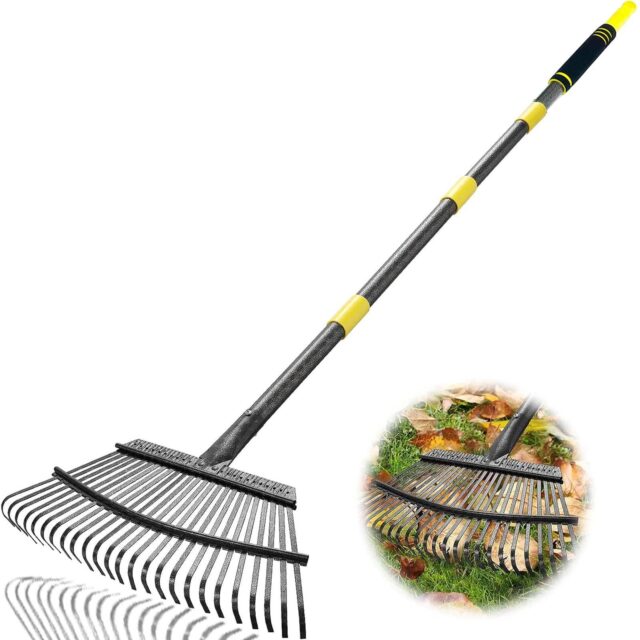 Steel Tine Yard Rake with Wooden Handle